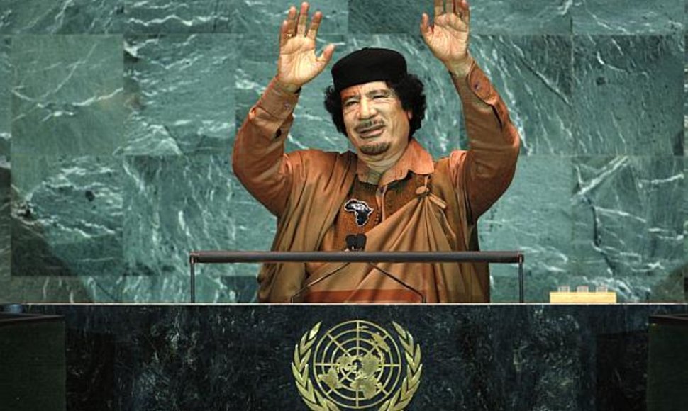 Muammaras al-Kaddafis JT tribūnoje