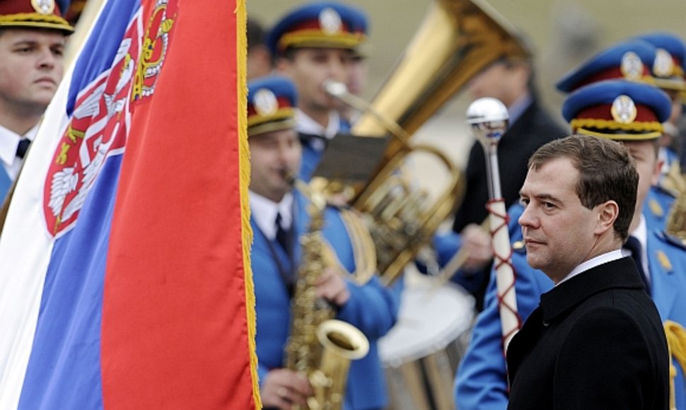 Dmitrijus Medvedevas antradienį apsilankė Serbijoje