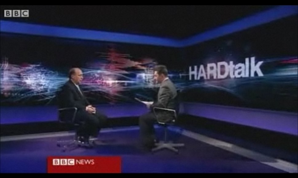 Andrius Kubilius laidos BBC laidos „HARDTalk“ studijoje