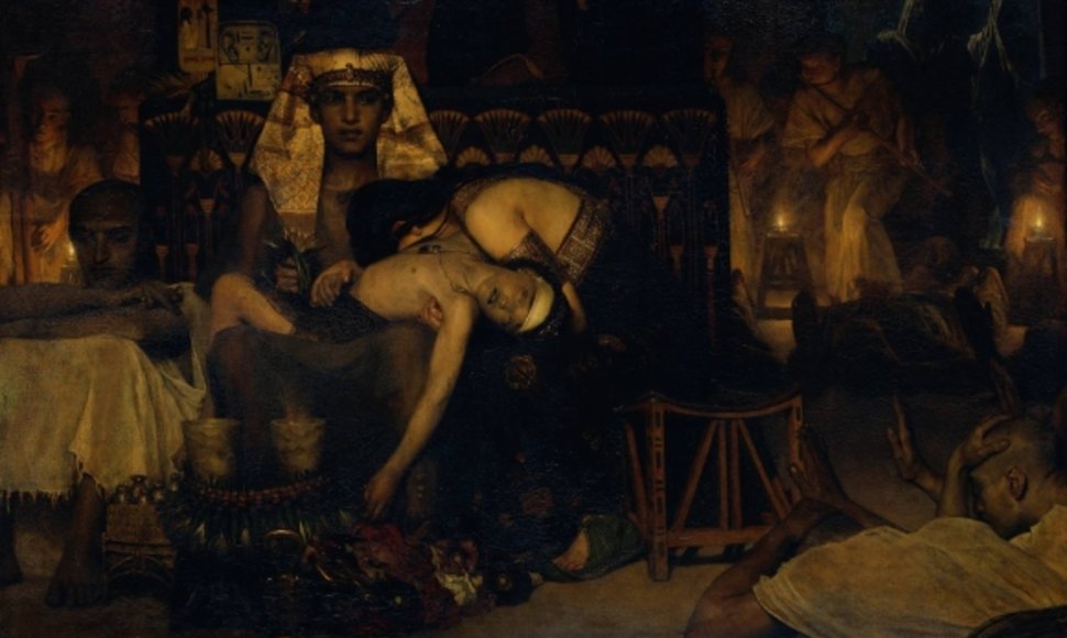 Lawrence'o Alma-Tadema paveikslas: „Faraono pirmagimio mirtis“ (1872 m.)