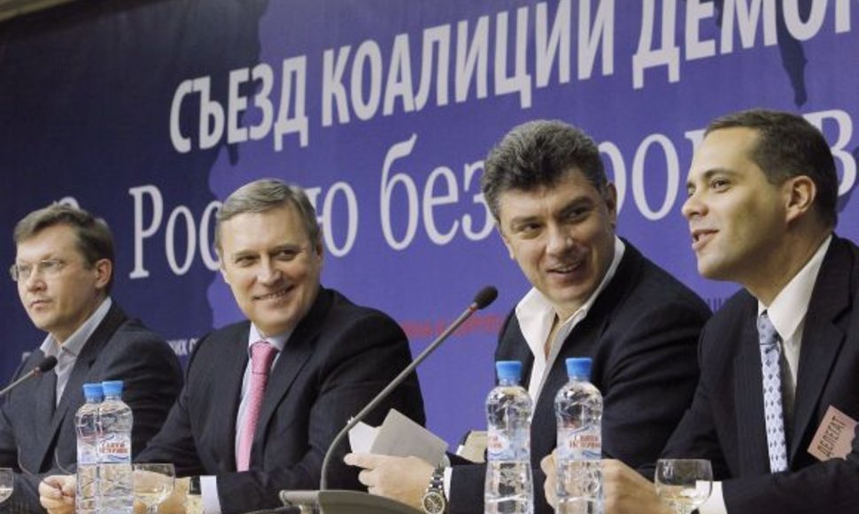 Naujosios partijos vadovai (iš kairės) – Vladimiras Ryžkovas, Michailas Kasjanovas, Borisas Nemcovas ir Vladimiras Milovas