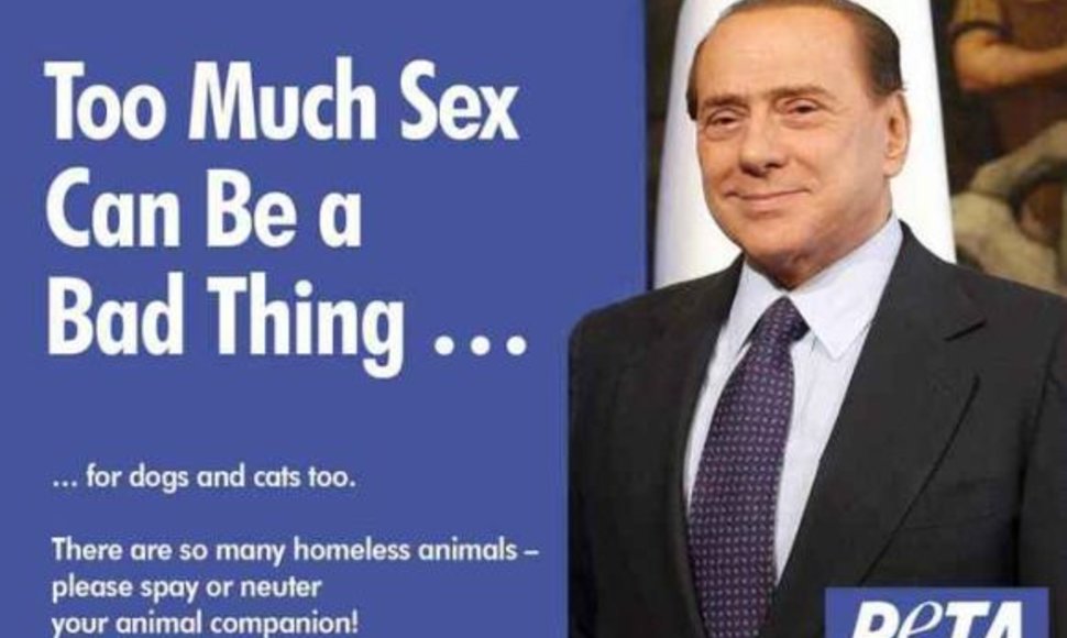 PETA tikisi, kad Silvio Berlusconi pavyzdys įkvėps šeimininkus savo augintinių sterilizacijai.