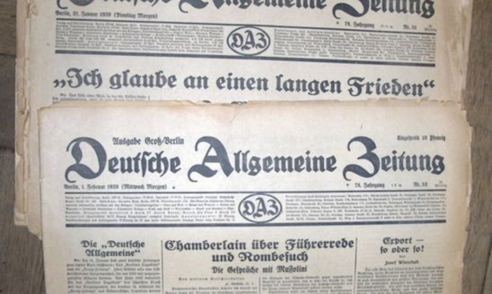 1939-ųjų „Deutsche Allgemeine Zeitung“ numeriai