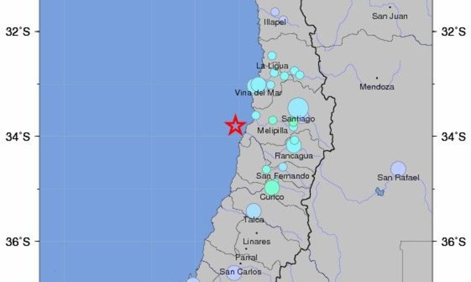 Šalia Čilės krantų užfiksuotas 6,0 magnitudės žemės drebėjimas.