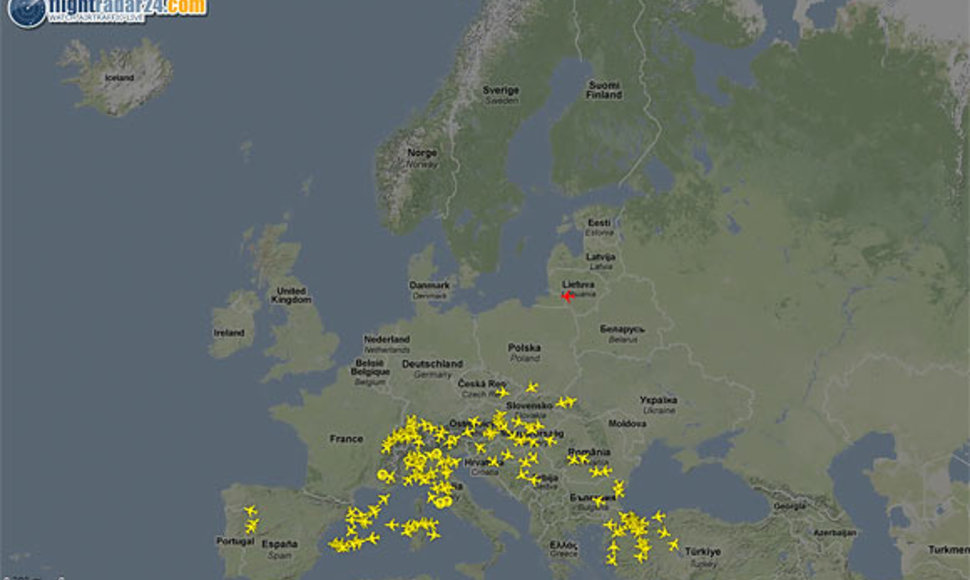 Taip penktadienį atrodė Europos oro erdvė