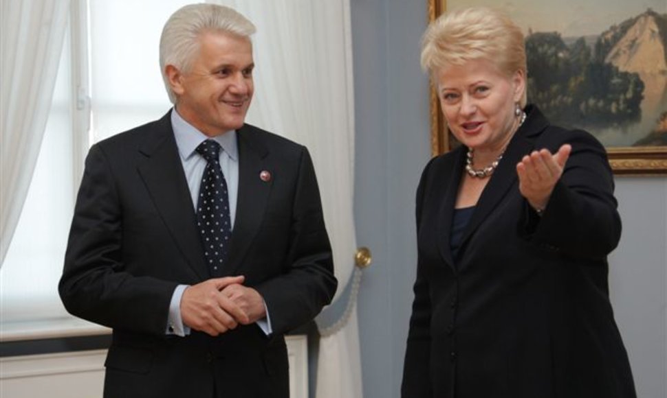 D.Grybauskaitė priėmė Lietuvoje su darbo vizitu viešintį Ukrainos Aukščiausios Rados pirmininką V.Litviną.