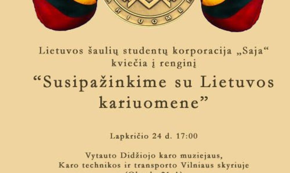 Vilniuje – Lietuvos šaulių studentų korporacijos „SAJA“ renginys.