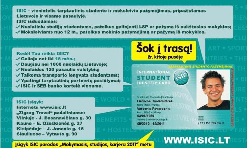 „ISIC Lietuva“ keliauja  į studijų parodą „Litexpo“.