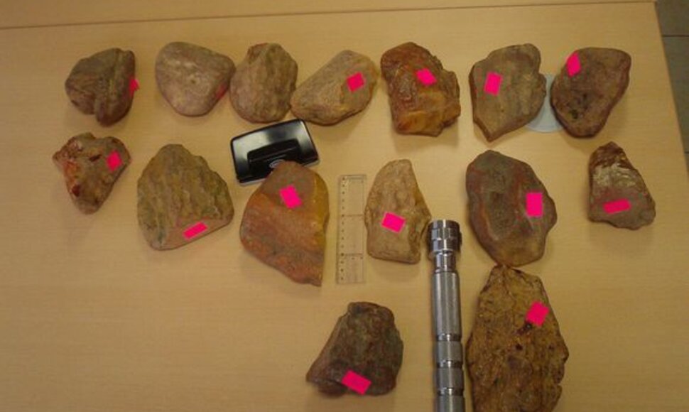 Panemunės kelio poste sulaikyti gintaro gabalai – beveik 27 kg, įvertinti beveik 25 tūkst. litų.