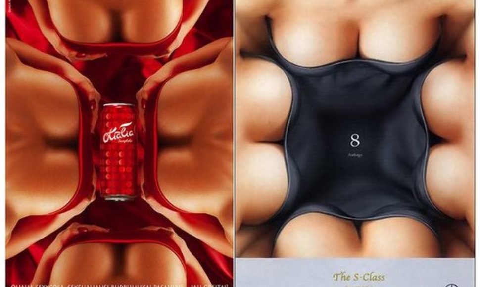„SexyCola“ ir „Mercedes Benz S-Class : 8 Airbags“ reklaminiai plakatai