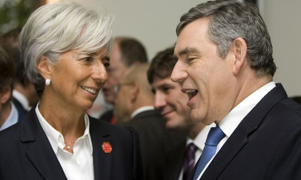 Christine Lagarde ir Gordonas Brownas