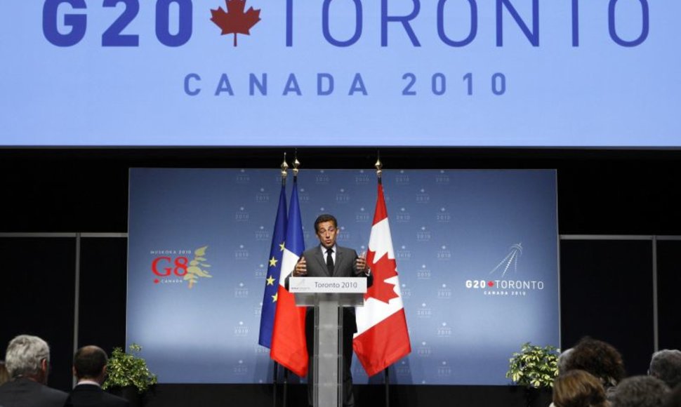 Prancūzijos prezidentas Nicolas Sarkozy G-20 susitikime Toronte