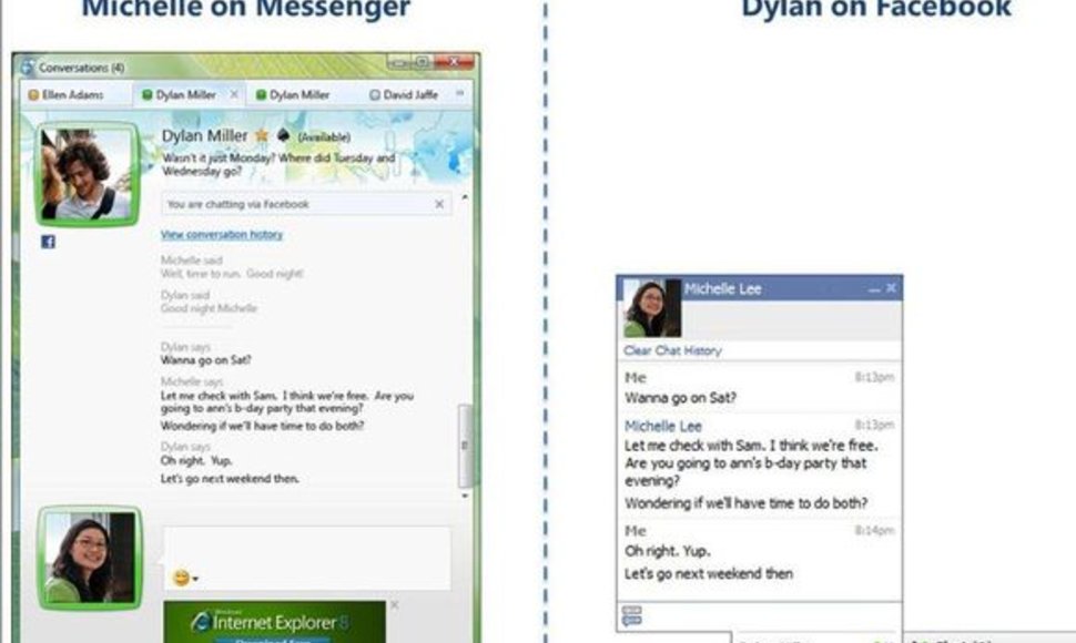 „Windows Live Messenger“ sujungtas su „Facebook“