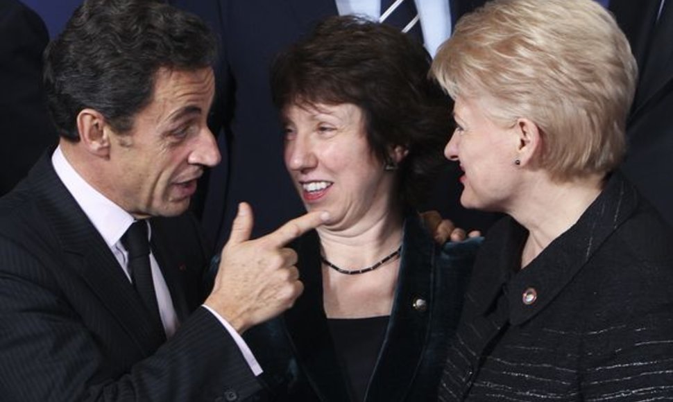 Iš kairės: N.Sarkozy, C.Ashton ir D.Grybauskaitė
