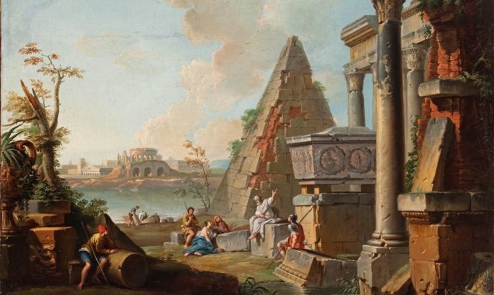 Dz.P.Paninis. Antikinės Romos griuvėsiai su Cestijaus piramide.