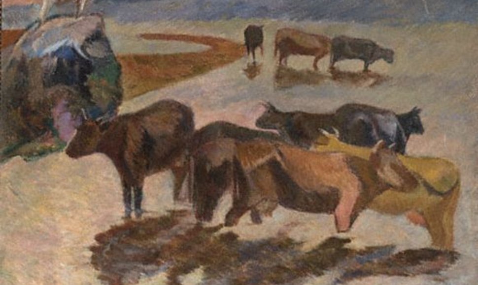 Justinas Vienožinskis. „Karvės Antanašės ežere“. 1943
