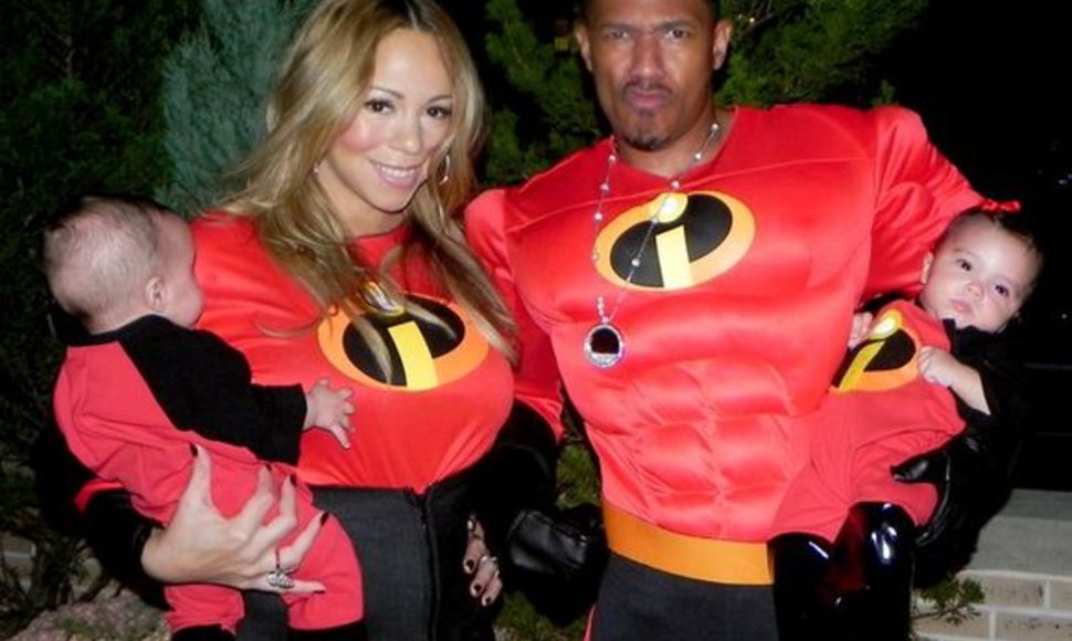 Mariah Carey su vyru Nicku Cannonu ir dvynukais