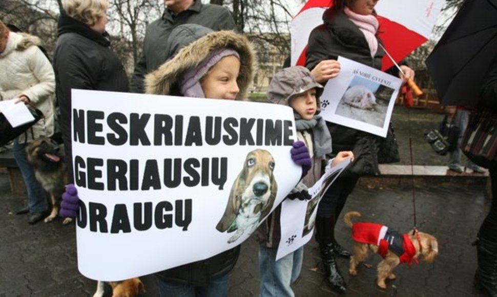 Ketvirtadienį Vilniuje surengta pilietinė akcija „Smurtui prieš gyvūnus – Ne!“.