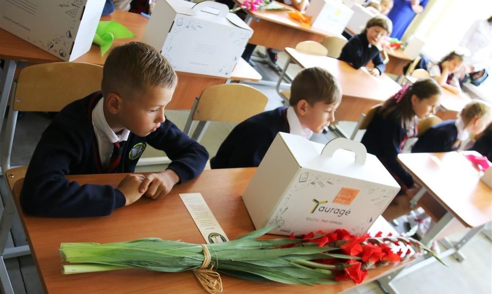 Tauragės rajono pradinukams skirti nemokami mokymosi priemonių rinkiniai.