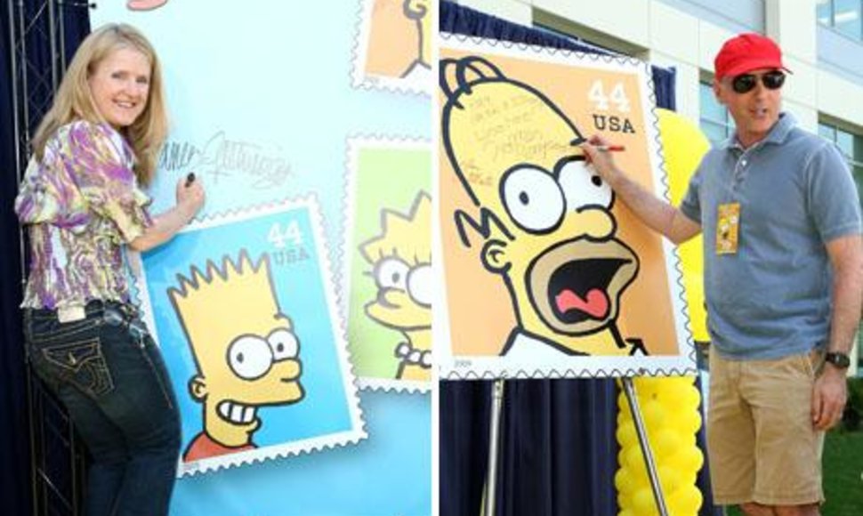 JAV pašto ženklus papuoš Simpsonų atvaizdai. 