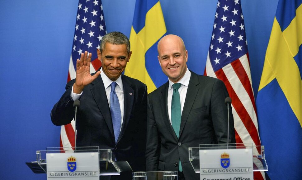 Barackas Obama ir &Scaron;vedijos premjeras Fredrikas Reinfeldtas