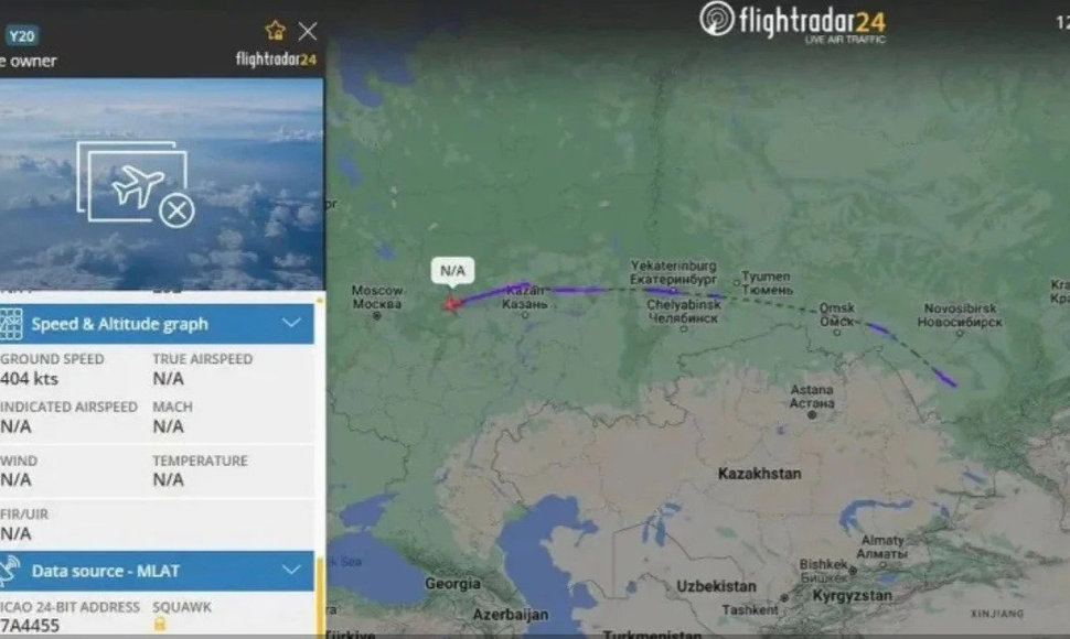 Portalo „FlightRadar24“ duomenimis, lėktuvo skrydžio maršrutas apėmė Altajaus kraštą, Tiumenę, Jekaterinburgą ir Kazanę.