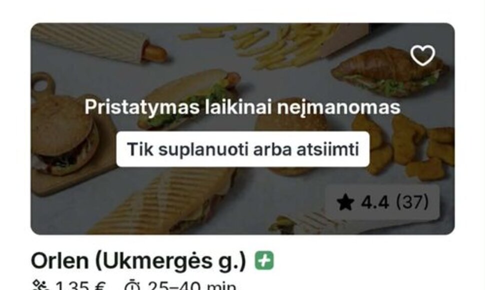 Neįmanoma užsisakyti maisto į namus