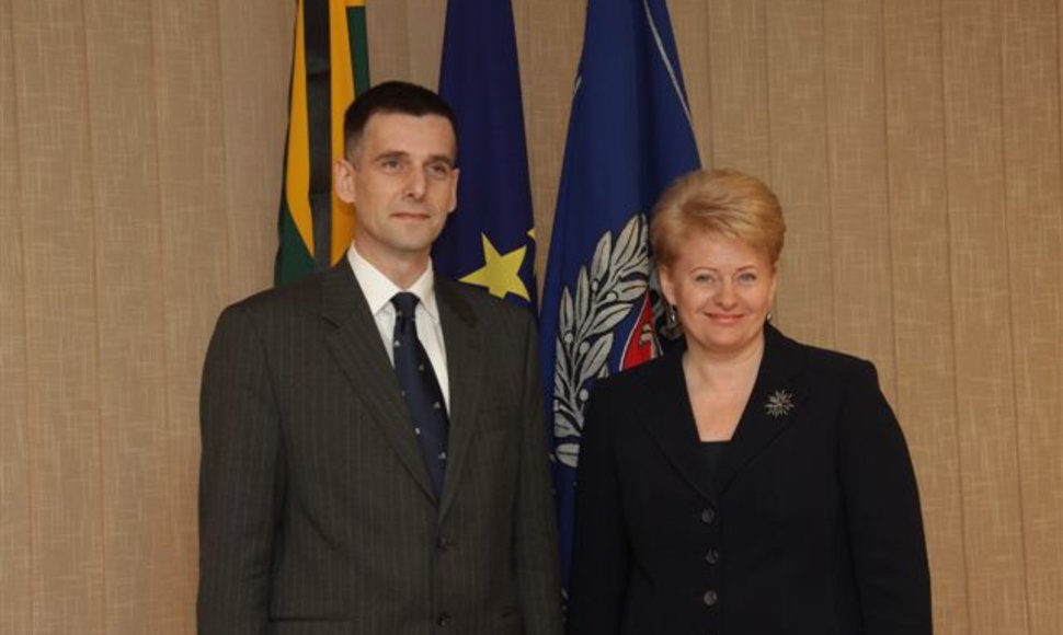 Dalia Grybauskaitė ir naujai paskirtas VSD vadovas Gediminas Grina 