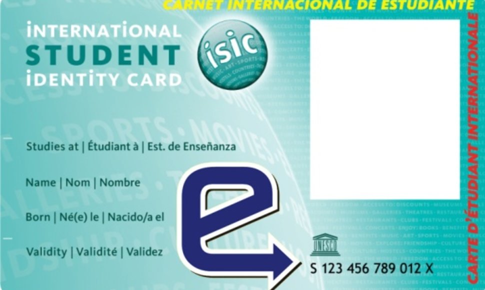ISIC pažymėjimas su integruotu elektroniniu viešojo transporto bilietu