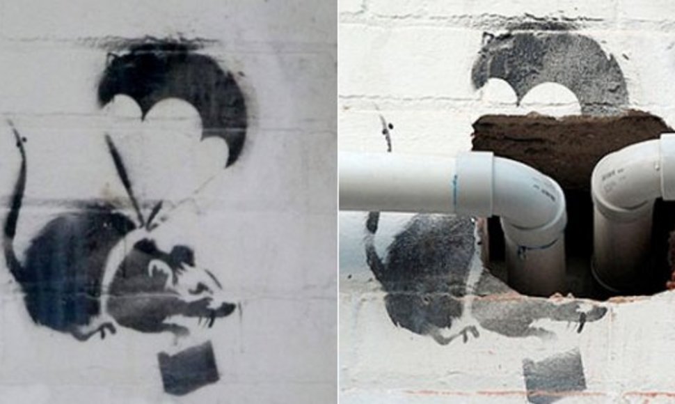 Banksy darbas „Žiurkė su parašiutu“