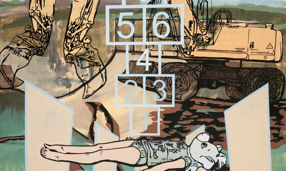 Jolanta Kyzikaitė, &bdquo;Rampa. Kalvu slėnio žaidimo aik&scaron;telė&ldquo; , 2013, dr., akrilas, 198x148