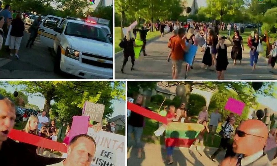 Protestuotojai Čikagoje bandė sustabdyti Dalios Grybauskaitės automobilį