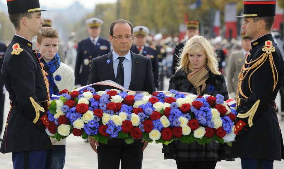 Prancūzijos prezidentas Francois Hollande'as minėjo Pirmojo Pasaulinio karo pabaigos metines