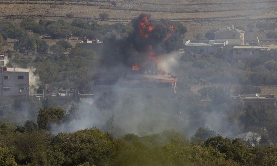 Degantis namas Golano aukštumose, okupuotose Izraelio