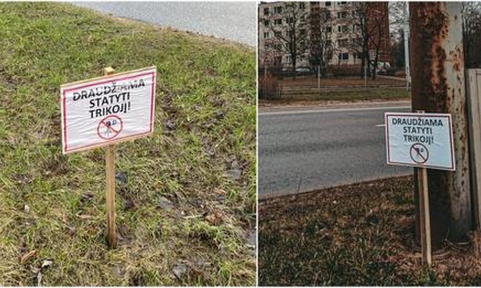 Vilniuje plinta neregėti ženklai, draudžiantys statyti „trikojus“