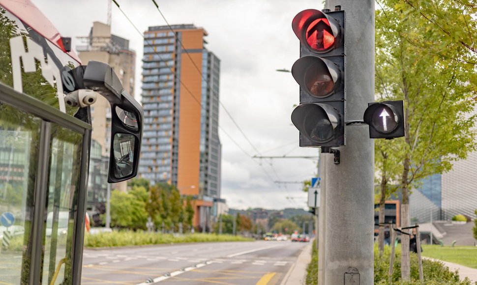 Vilniaus miesto savivaldybės nuotrauka: viešojo transporto šviesoforai