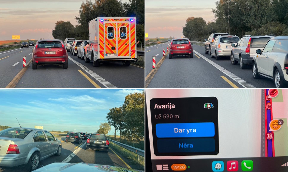 Spūstis automagistralėje A1 dėl avarijos