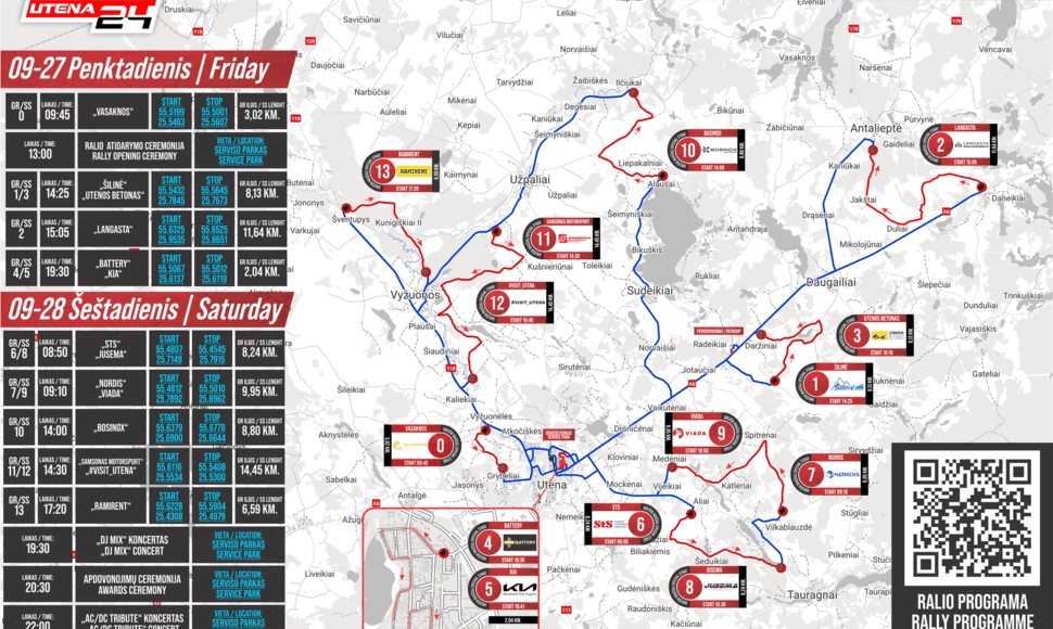 „Samsonas Rally Utena 2024“ žemėlapiai