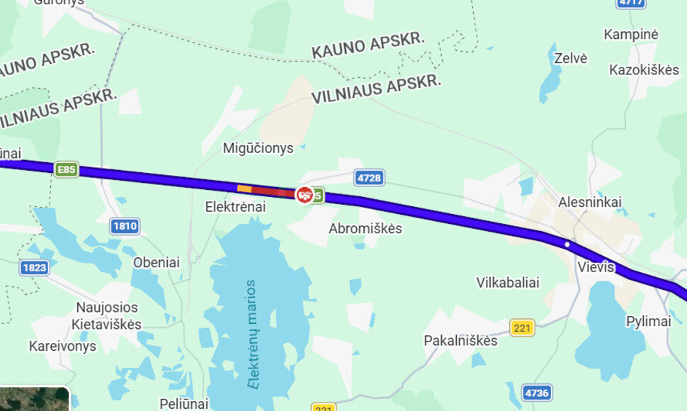 Avarija ir spūstis prie Elektrėnų