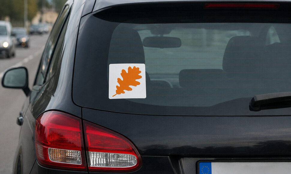 Ąžuolo lapo simbolis. Taip siūloma žymėti senjorų automobilius