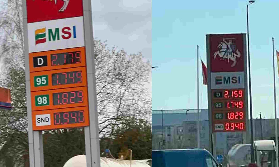 EMSI (Pilaitė, Vilnius) degalų kainos balandžio 9 ir 10 d.