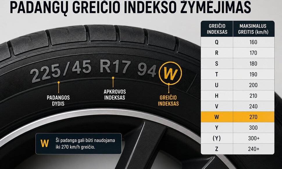 Greičio indeksas ant padangos