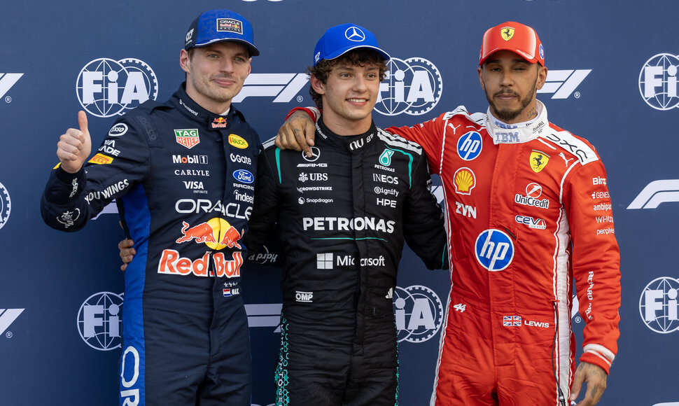 Maxas Verstappenas, Andrea Kimi Antonelli, Lewisas Hamiltonas po Monako GP kvalifikacijos