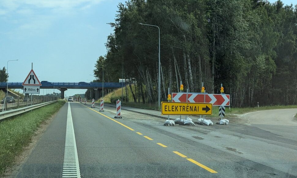 Automagistralės A1 remontas prie Elektrėnų