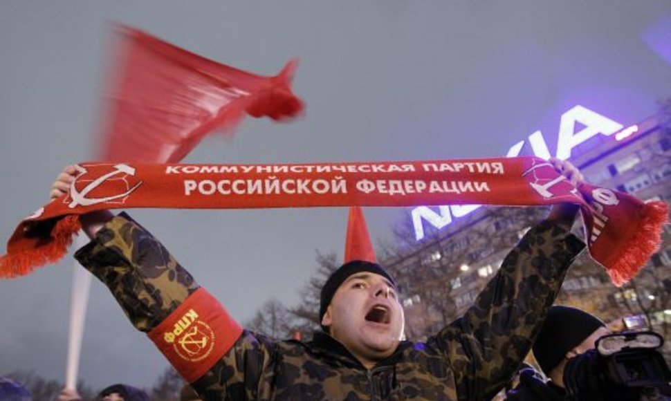 Mitingas Maskvoje, protestuoja komunistų šalininkai