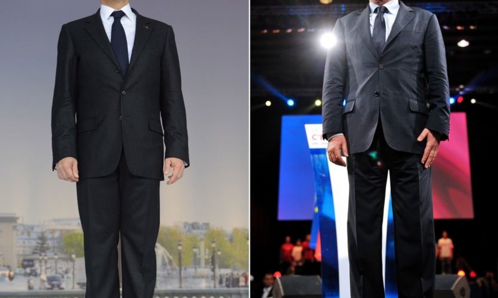 Nicolas Sarkozy (kairėje) ir Francois Hollande'as