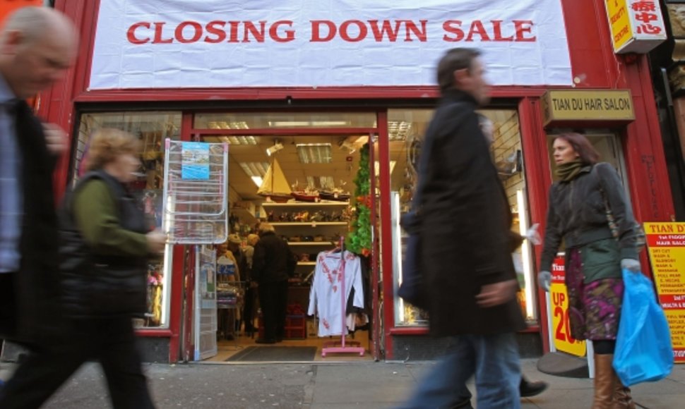 Veiklą dėl skolų nutraukianti parduotuvė Dubline, Airijoje