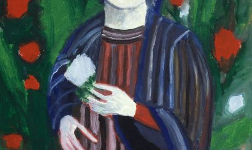 Augustinas Savickas. Moteris su gėle.2008. Drb.,al.130x80