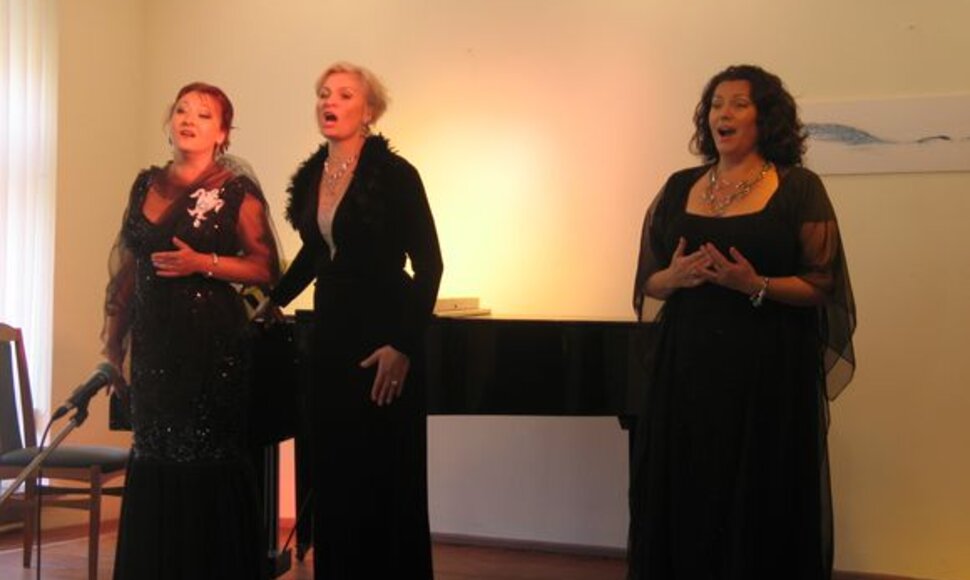 Susirinkusiems koncertavo Trys panteros: dainininkės Rasa Juzukonytė, Raimonda Tallat-Kelpšaitė, Nomeda Vitkauskaitė.