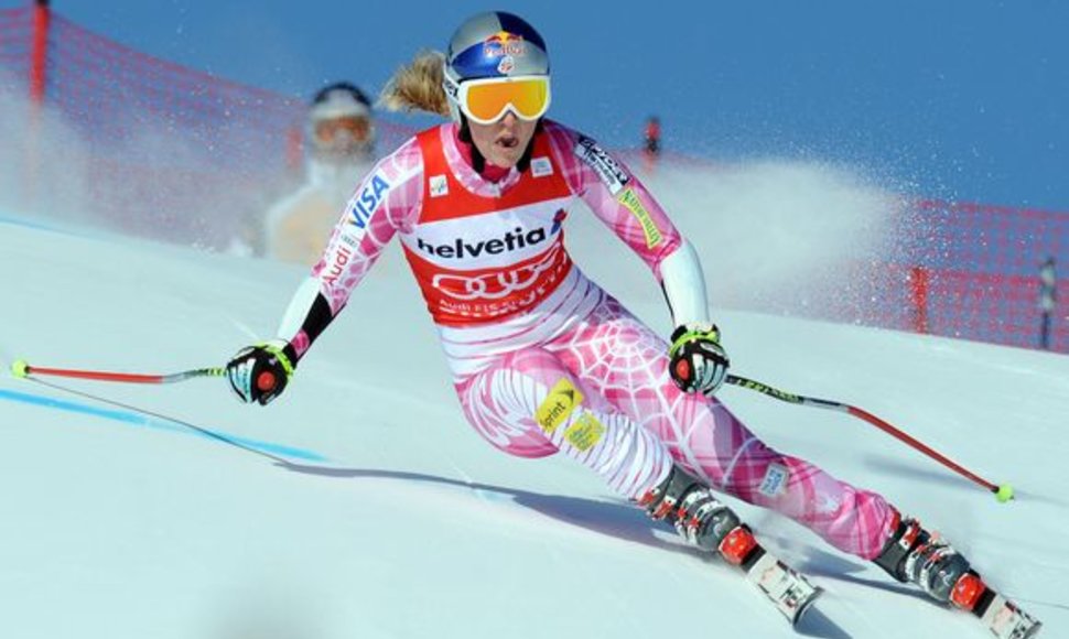 L.Vonn – pagrindinė kandidatė į olimpinį auksą kalnų slidinėjime